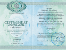 Сертификат специалиста. Лозовой Владимир Викторович